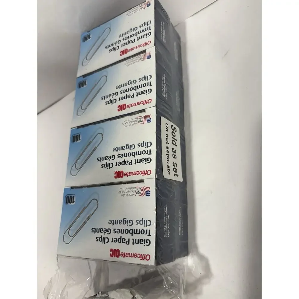 Officemate 99914 Giant Paper Clips Large Silver Steel 8 Boxes (100 Ea) Total 800